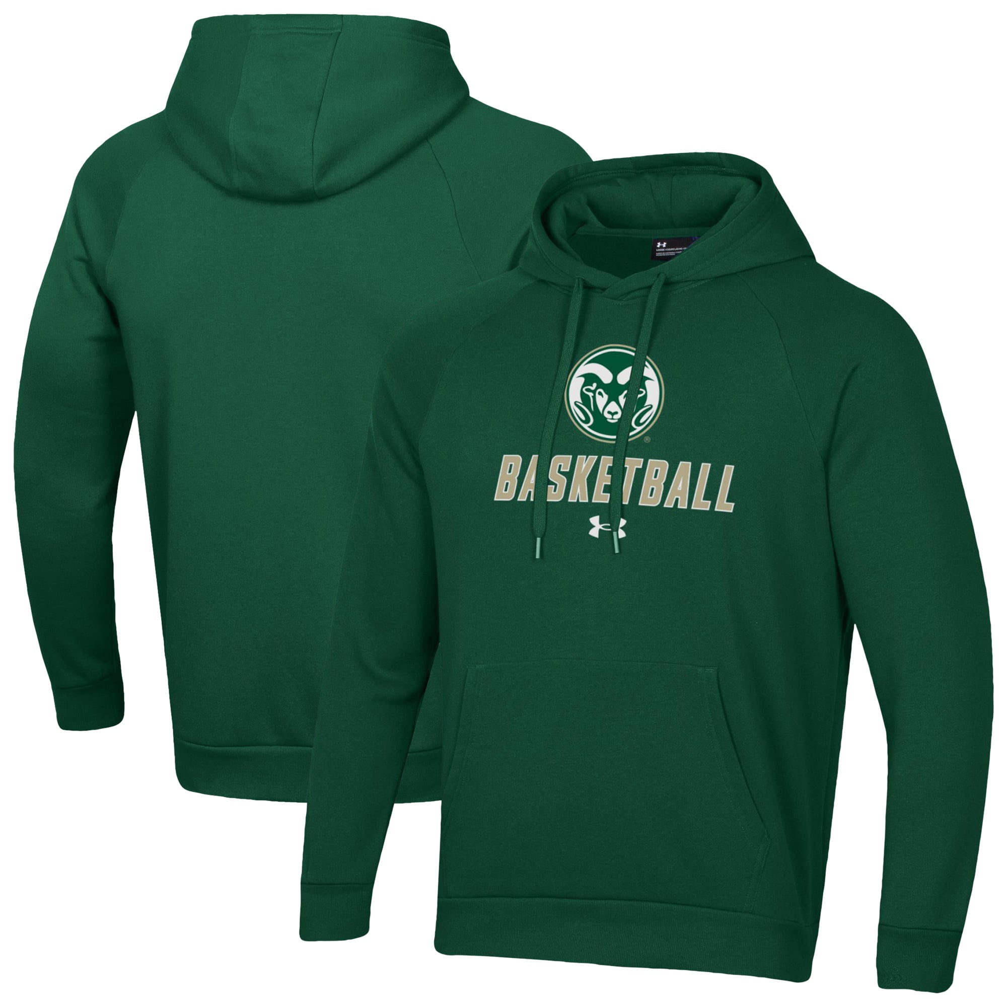 Men's Under Armour Green Colorado State Rams Basketball Rival Raglan Fleece Pullover Hoodie