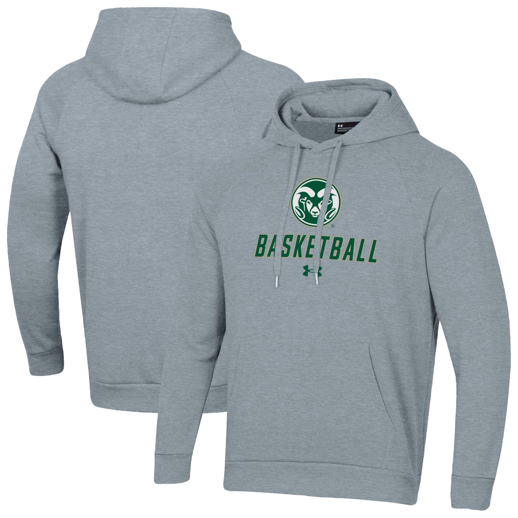 Men's Under Armour Gray Colorado State Rams Basketball Rival Raglan Fleece Pullover Hoodie