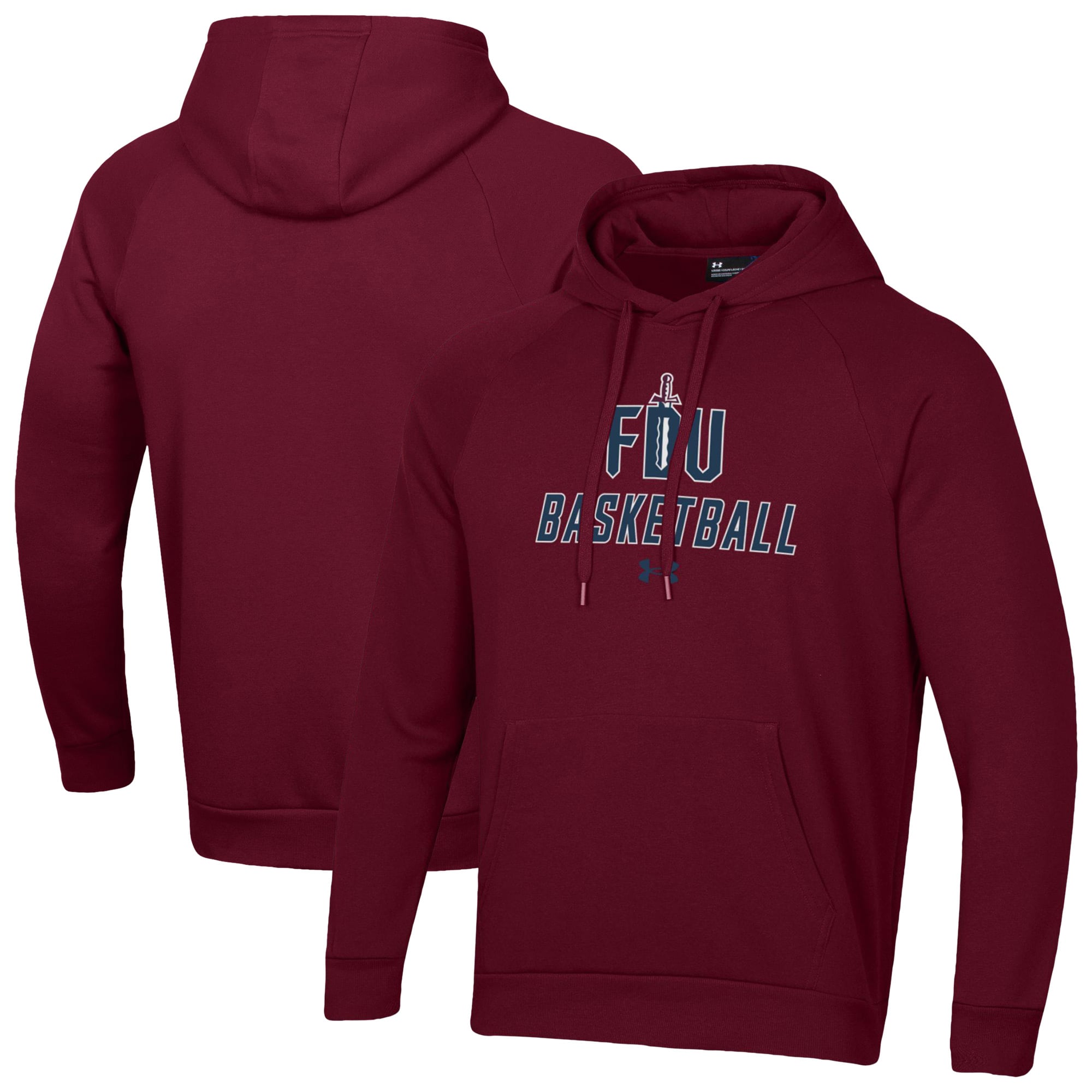 Men's Under Armour Burgundy Fairleigh Dickinson Knights Basketball Rival Raglan Fleece Pullover Hoodie