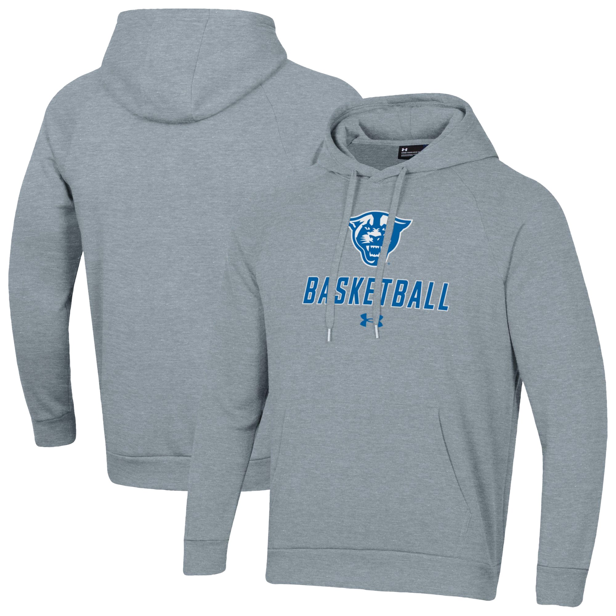 Men's Under Armour Gray Georgia State Panthers Basketball Rival Raglan Fleece Pullover Hoodie
