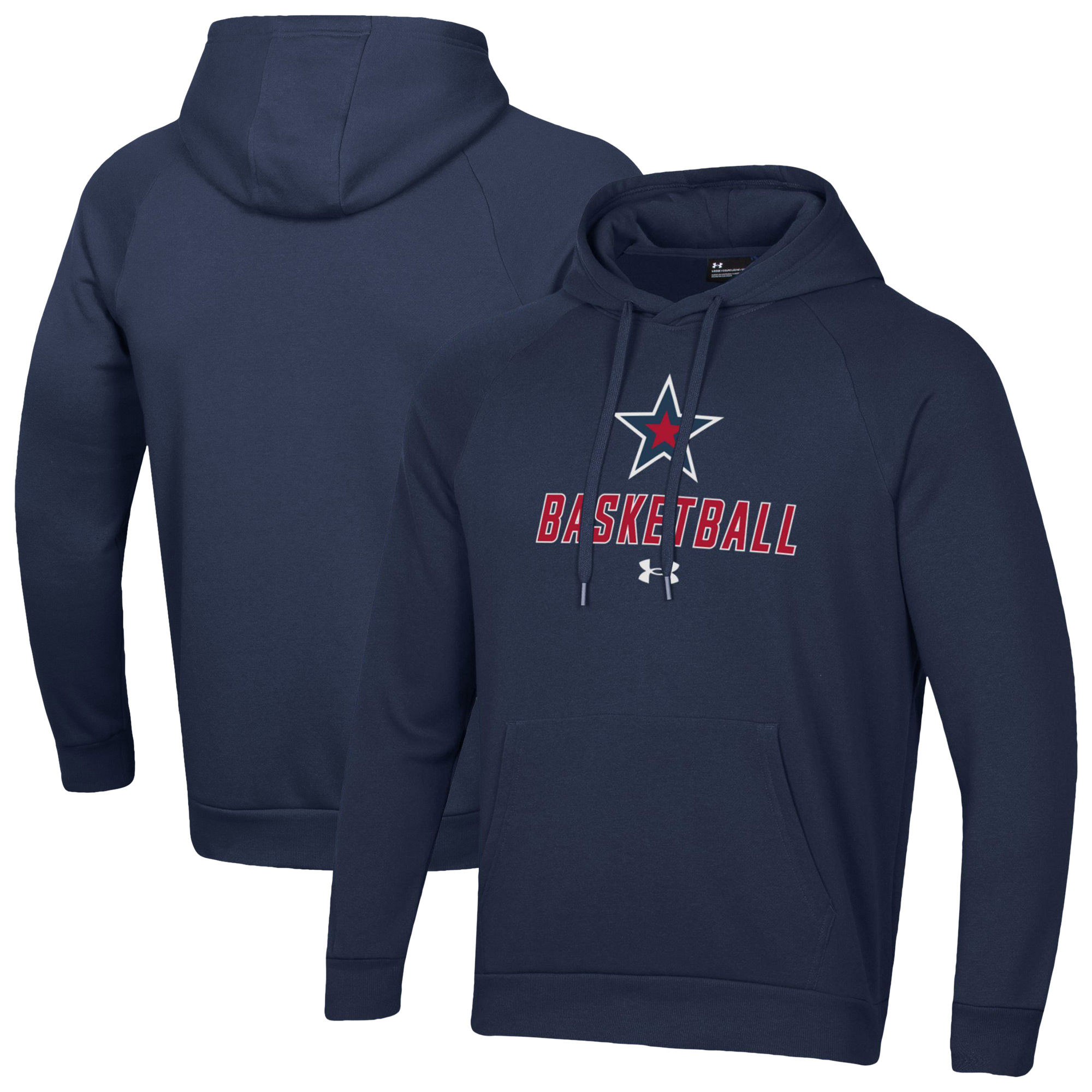 Men's Under Armour Navy Robert Morris Colonials Basketball Rival Raglan Fleece Pullover Hoodie
