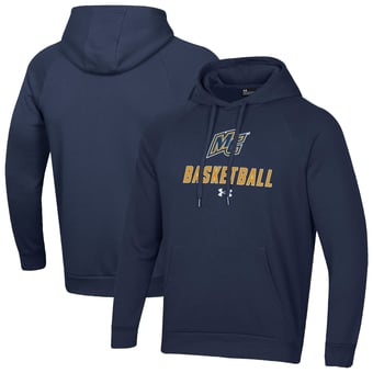 Men's Under Armour Navy Merrimack College Warriors Basketball Rival Raglan Fleece Pullover Hoodie
