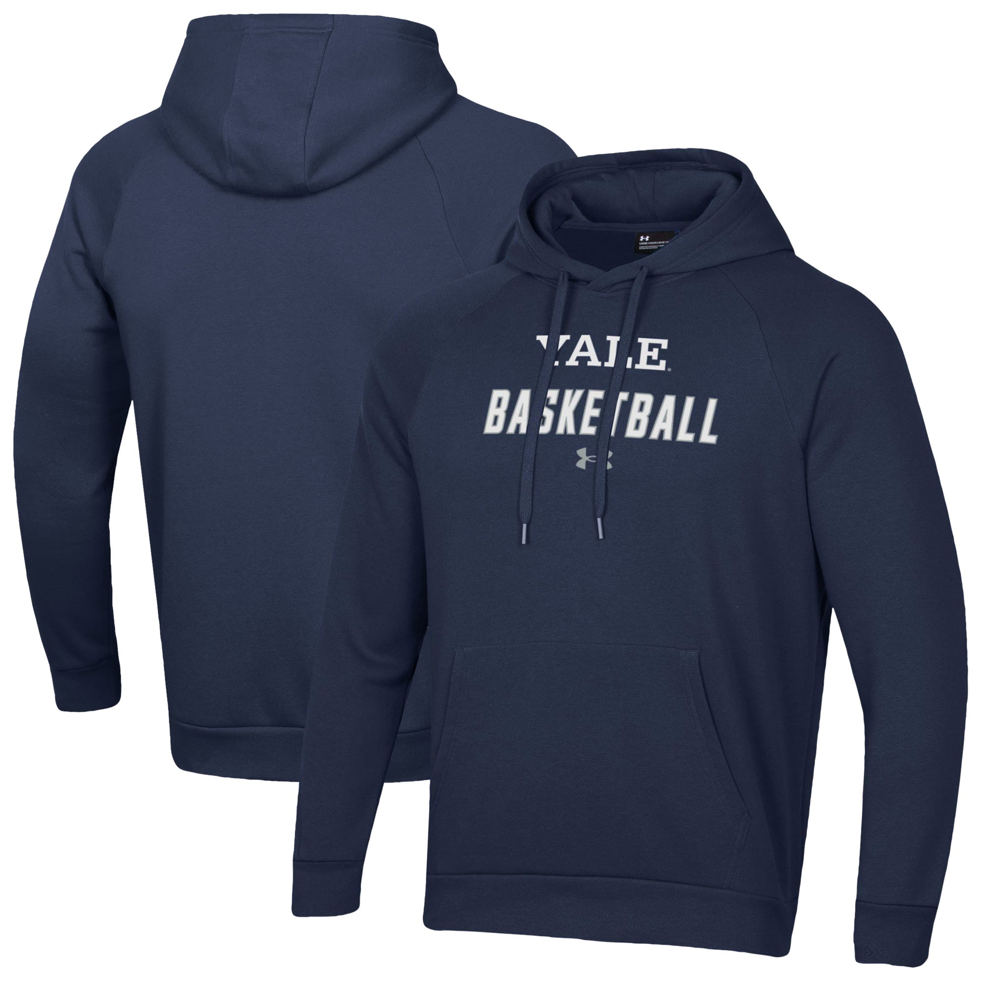 Men's Under Armour Navy Yale Bulldogs Basketball Rival Raglan Fleece Pullover Hoodie