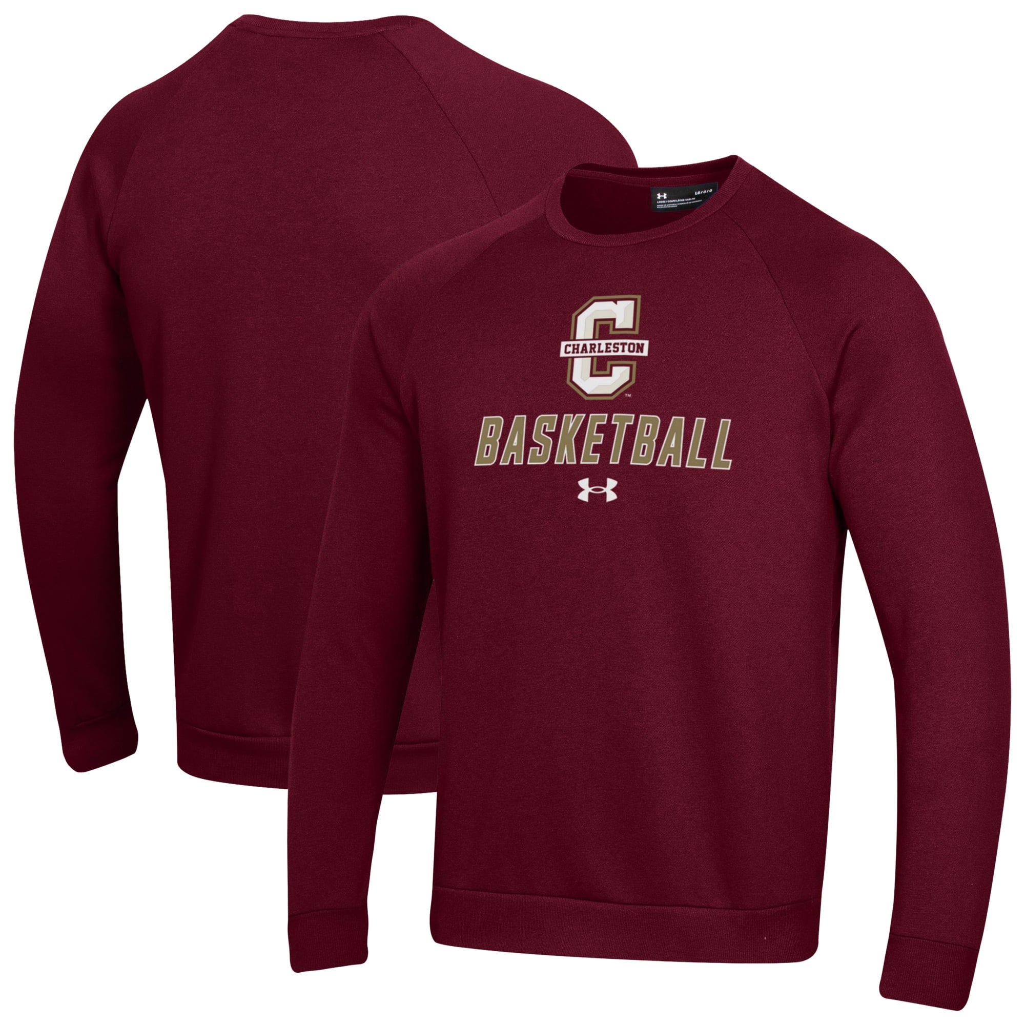 Men's Under Armour  Maroon Charleston Cougars Raglan Basketball Rival Fleece Pullover Sweatshirt