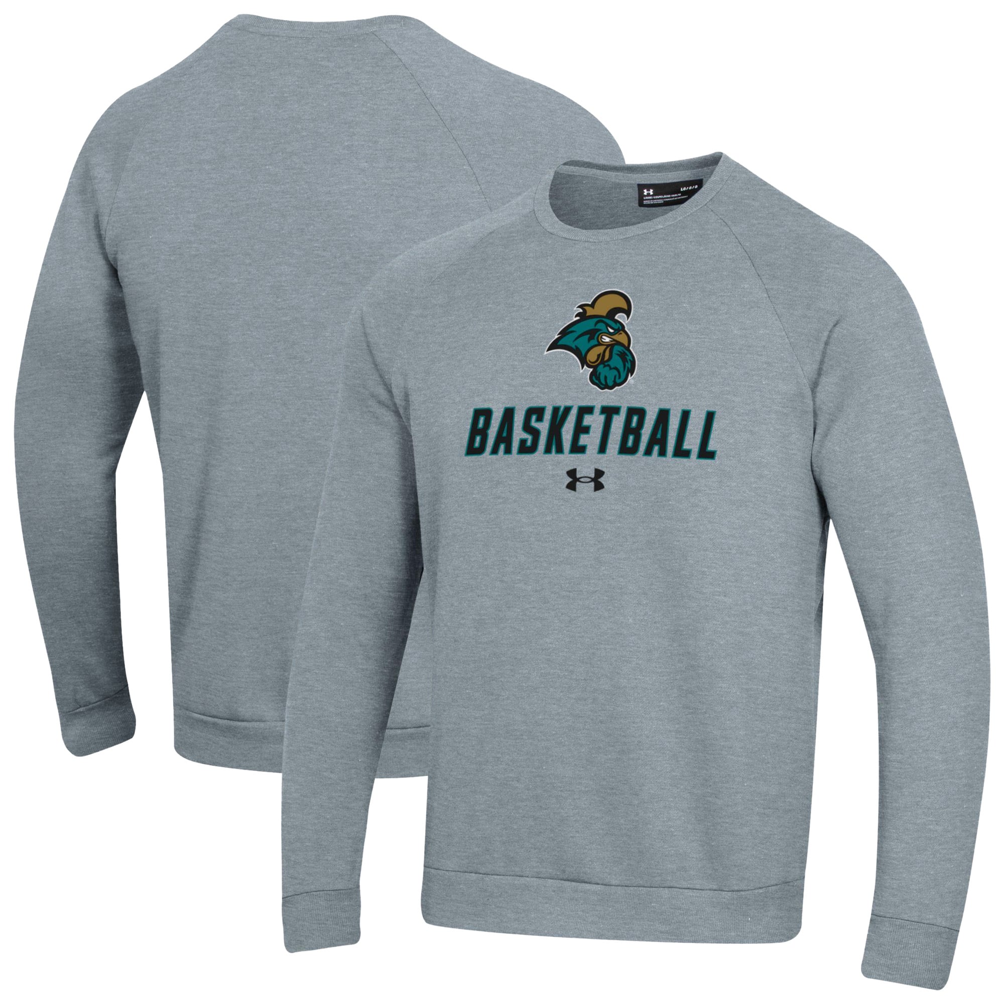 Men's Under Armour  Gray Coastal Carolina Chanticleers Raglan Basketball Rival Fleece Pullover Sweatshirt