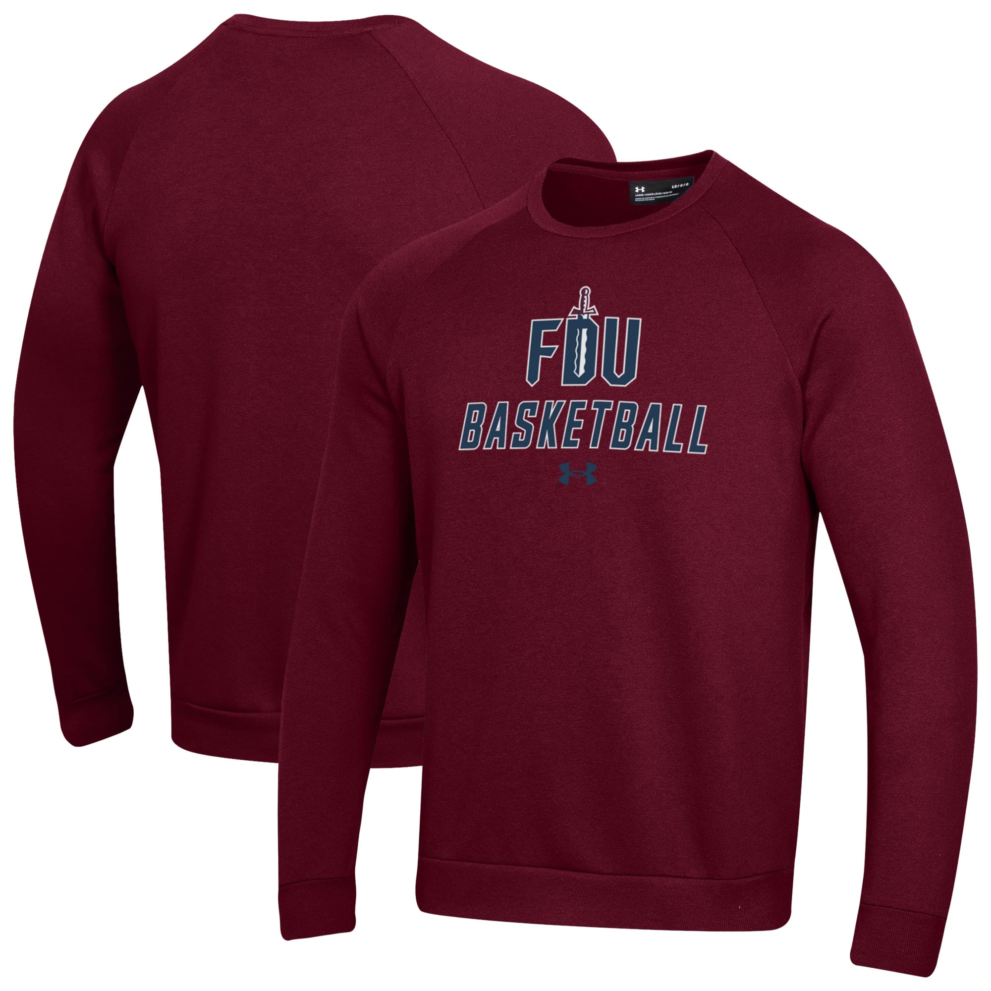Men's Under Armour  Burgundy Fairleigh Dickinson Knights Raglan Basketball Rival Fleece Pullover Sweatshirt