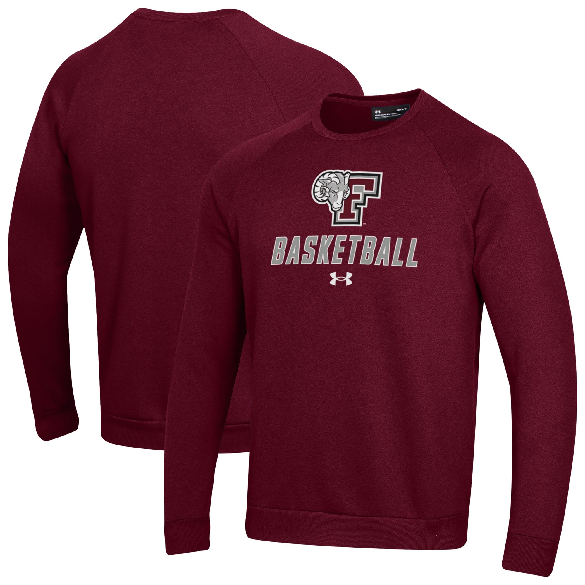 Men's Under Armour  Maroon Fordham Rams Raglan Basketball Rival Fleece Pullover Sweatshirt
