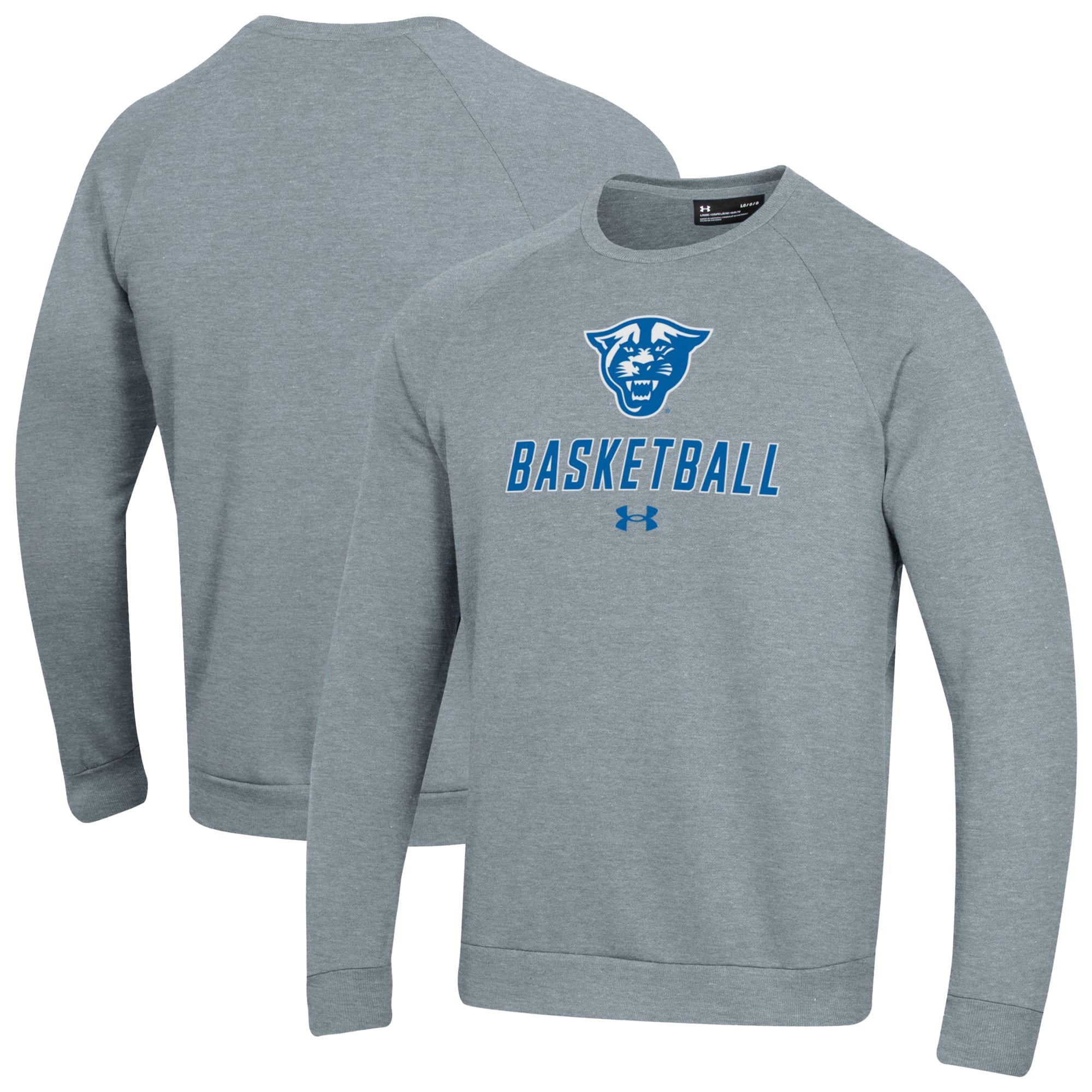 Men's Under Armour  Gray Georgia State Panthers Raglan Basketball Rival Fleece Pullover Sweatshirt