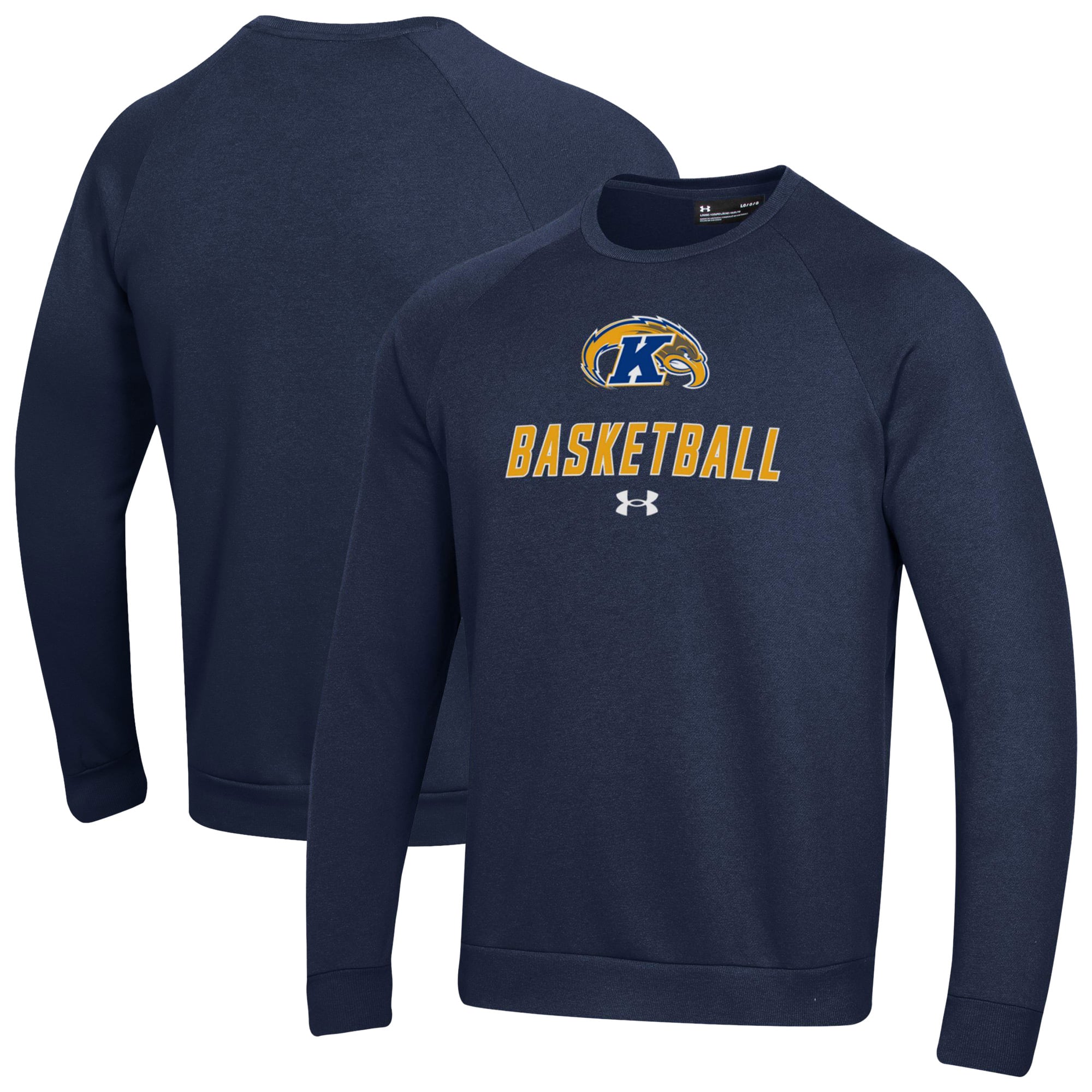 Men's Under Armour  Navy Kent State Golden Flashes Raglan Basketball Rival Fleece Pullover Sweatshirt