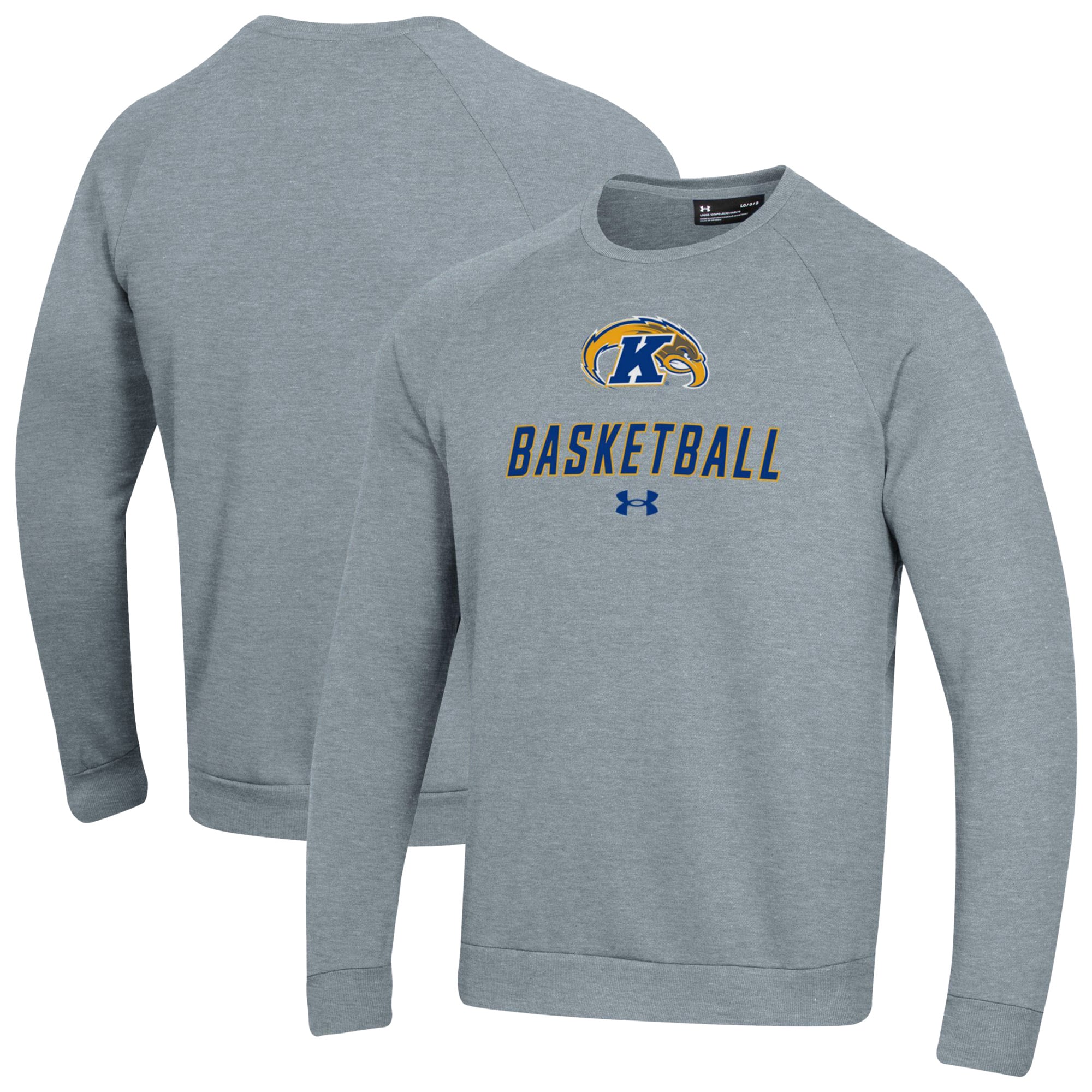 Men's Under Armour  Gray Kent State Golden Flashes Raglan Basketball Rival Fleece Pullover Sweatshirt