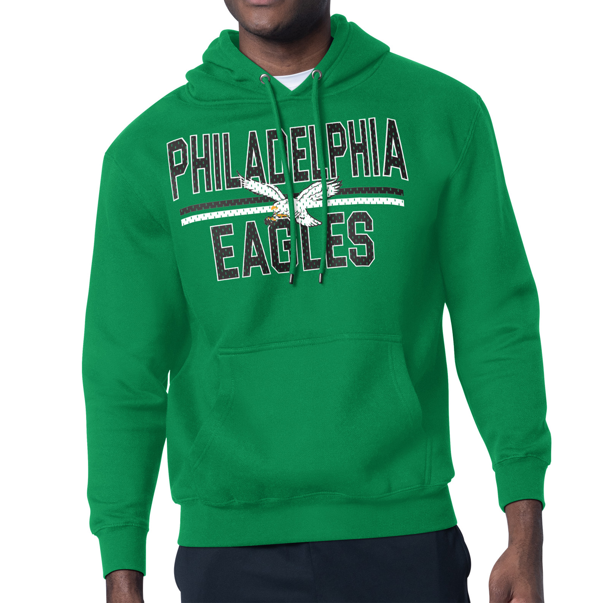 Men's Starter Kelly Green Philadelphia Eagles Team Retro Logo Fleece Tri-Blend Pullover Hoodie