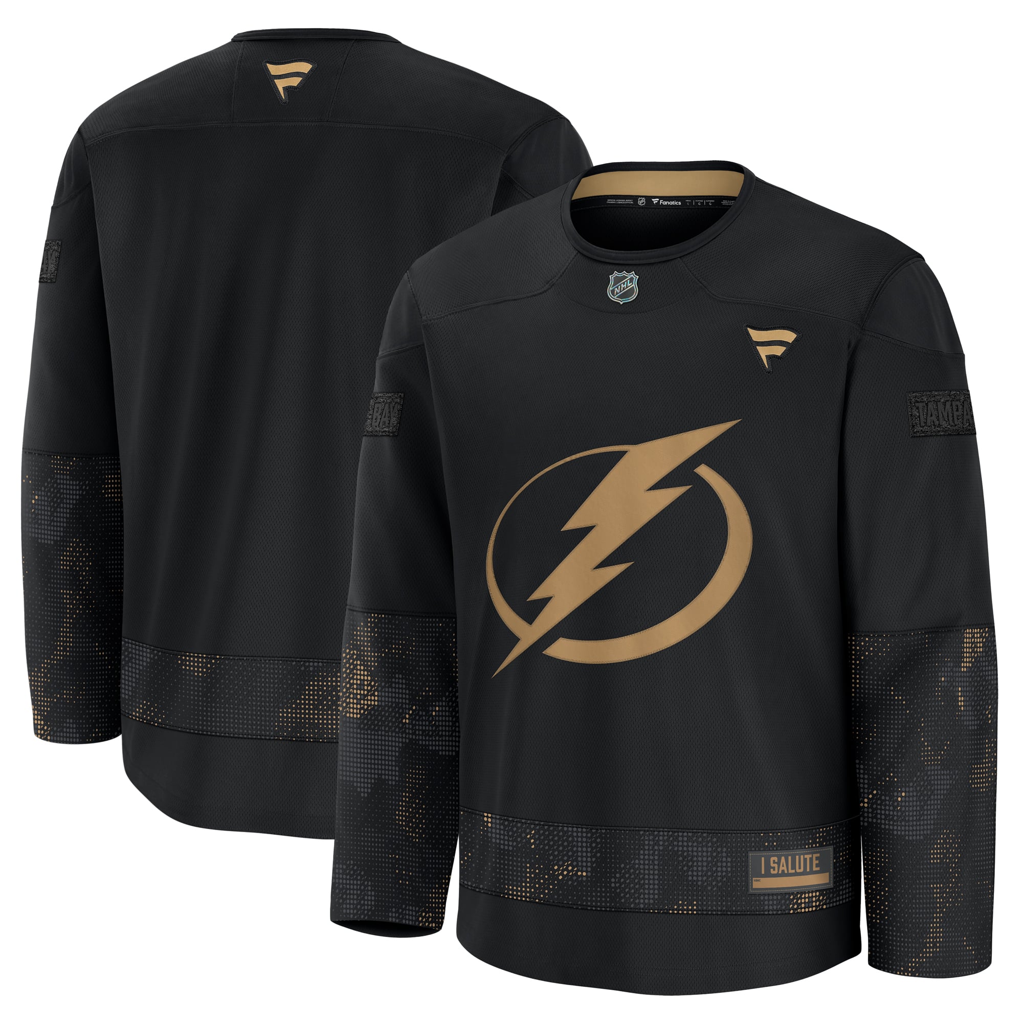 Men's Fanatics Black Tampa Bay Lightning 2024 Military Appreciation Practice Jersey
