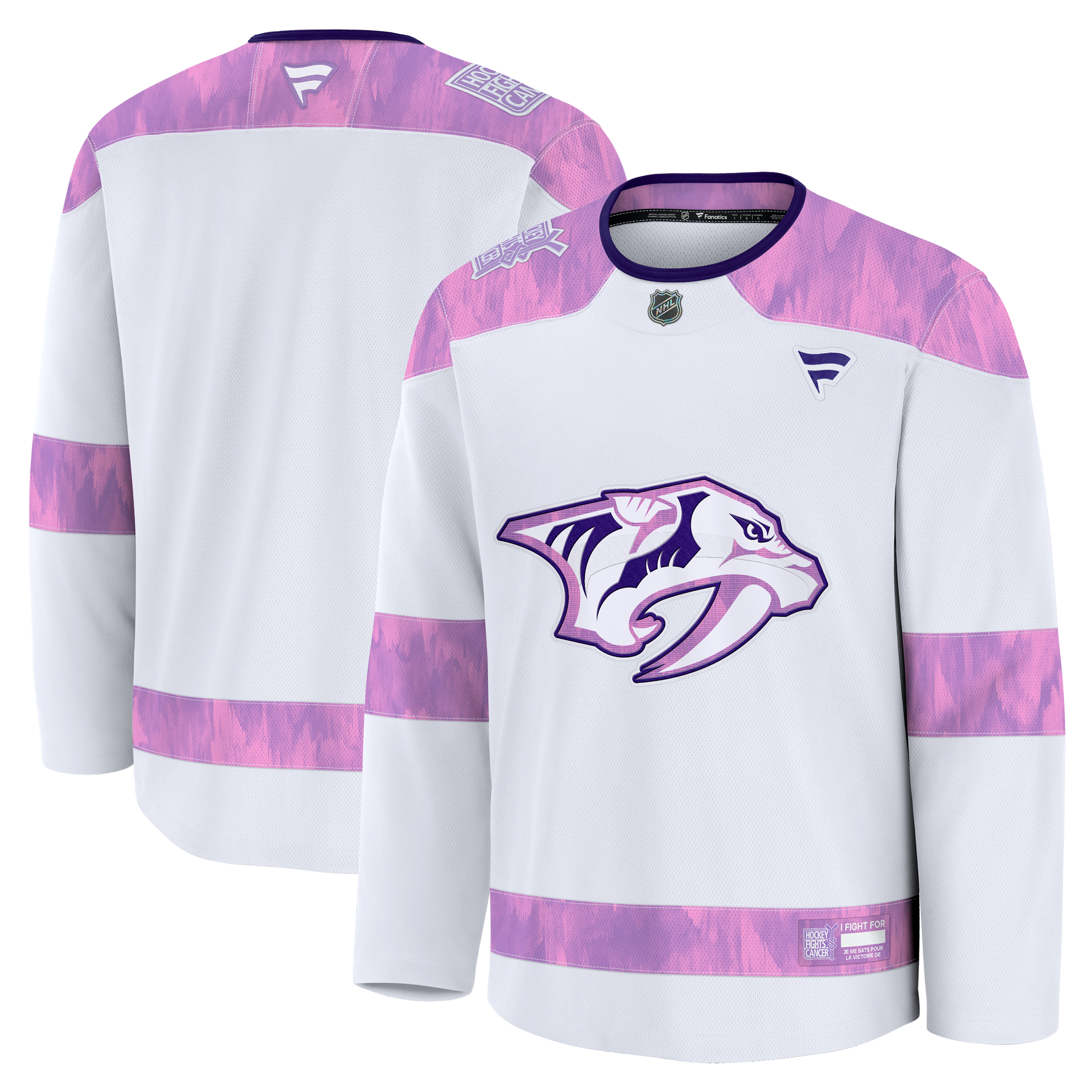 Men’s Fanatics White Nashville Predators 2024 Hockey Fights Cancer Practice Jersey Men’s Fanatics White Nashville Predators 2024 Hockey Fights Cancer Practice Jersey