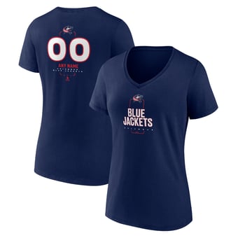 Women's Navy Columbus Blue Jackets Personalized Name & Number Midfielder V-Neck T-Shirt