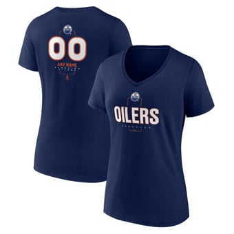 Women's Navy Edmonton Oilers Personalized Name & Number Midfielder V-Neck T-Shirt
