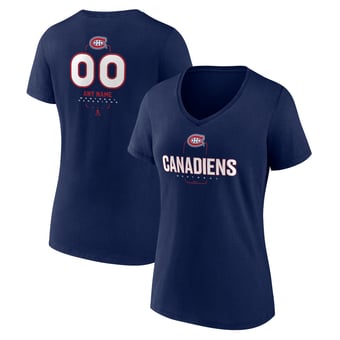 Women's Navy Montreal Canadiens Personalized Name & Number Midfielder V-Neck T-Shirt