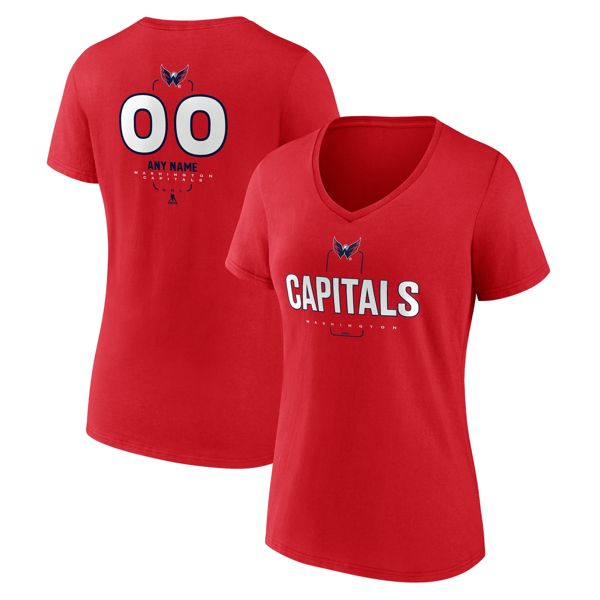 Women's Red Washington Capitals Personalized Name & Number Midfielder V-Neck T-Shirt
