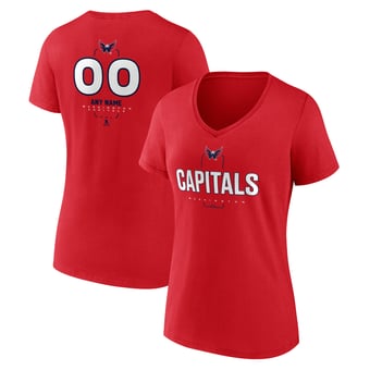 Women's Red Washington Capitals Personalized Name & Number Midfielder V-Neck T-Shirt