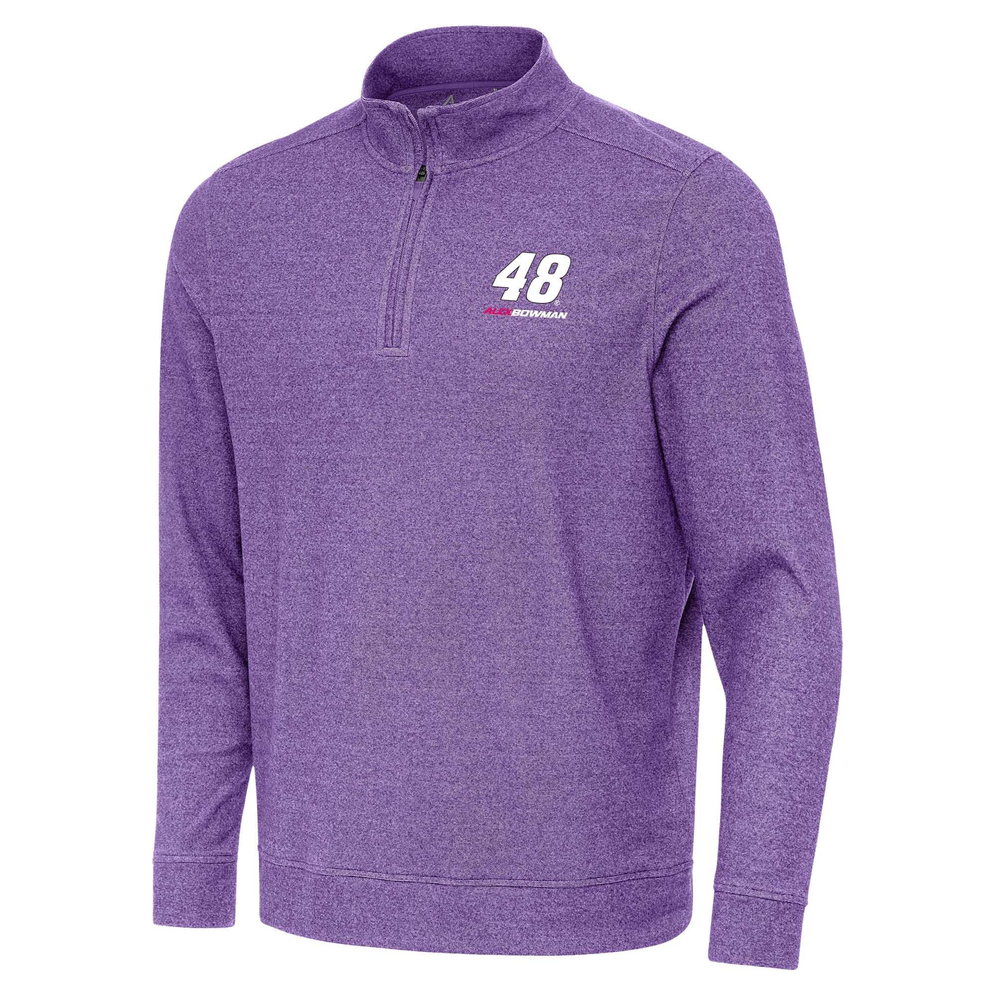 Men’s Antigua Heather Purple Alex Bowman Subtle Quarter-Zip Pullover Top