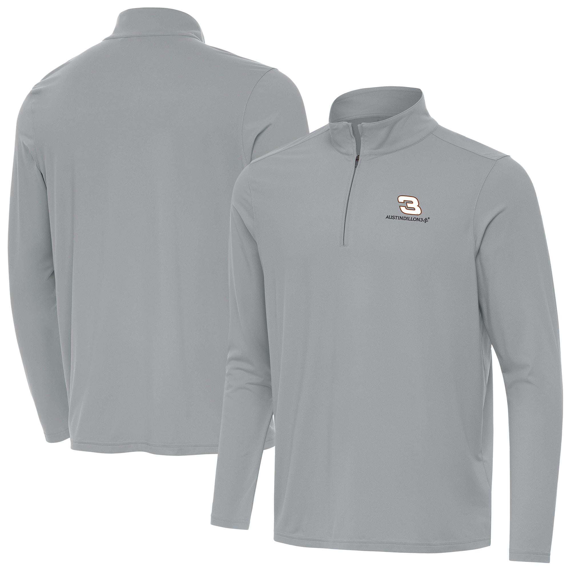 Men’s Antigua Gray Austin Dillon Intent Quarter-Zip Top