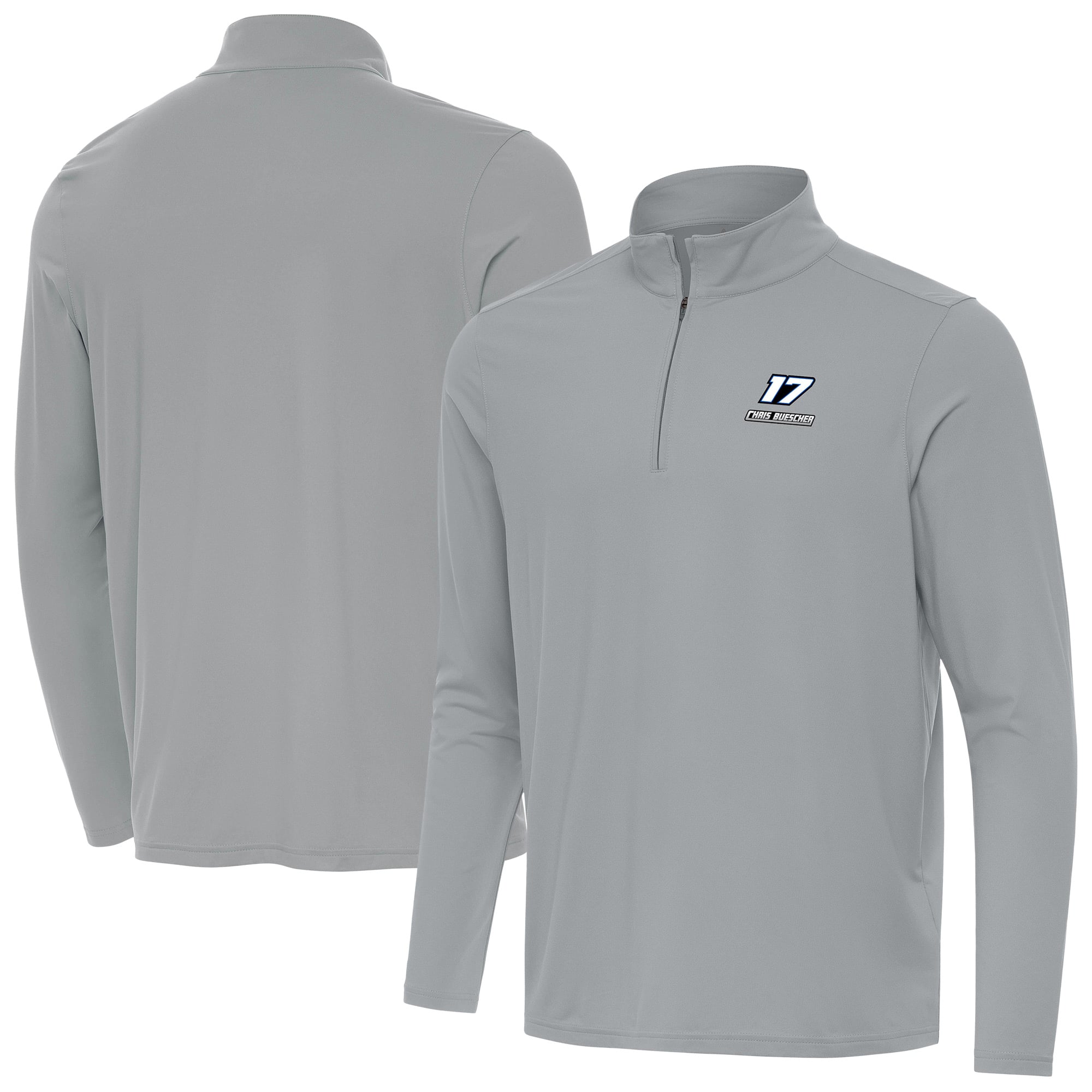 Men’s Antigua Gray Chris Buescher Intent Quarter-Zip Top Men’s Antigua Gray Chris Buescher Intent Quarter-Zip Top