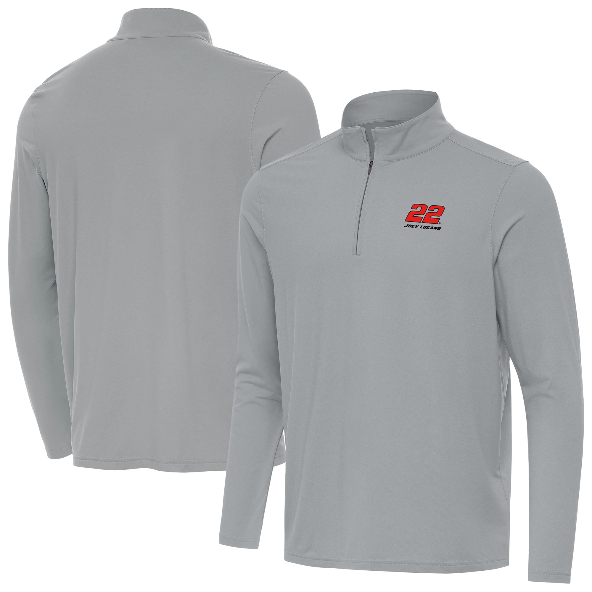 Men’s Antigua Gray Joey Logano Intent Quarter-Zip Top
