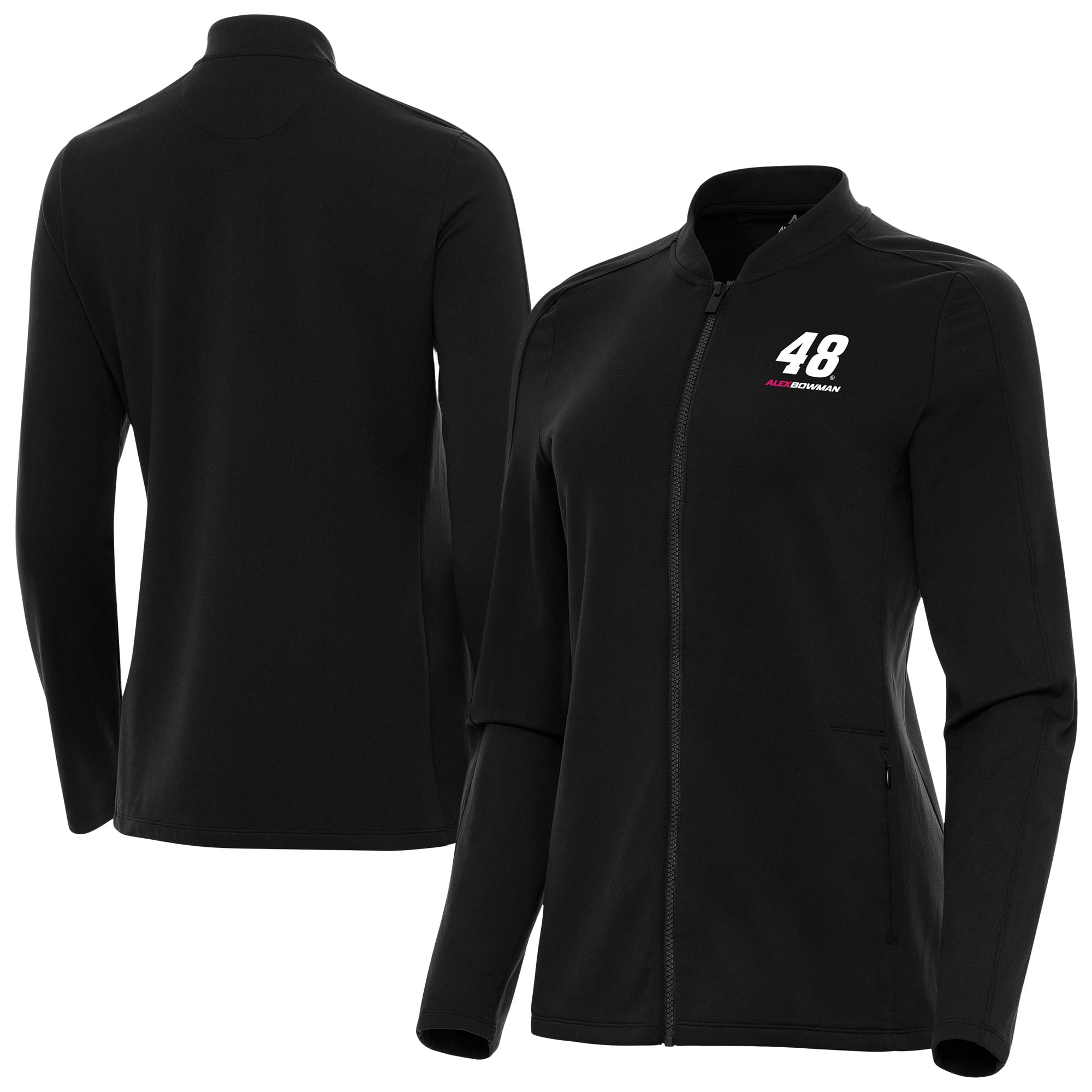 Women's Antigua Black Alex Bowman Continual Full-Zip Jacket