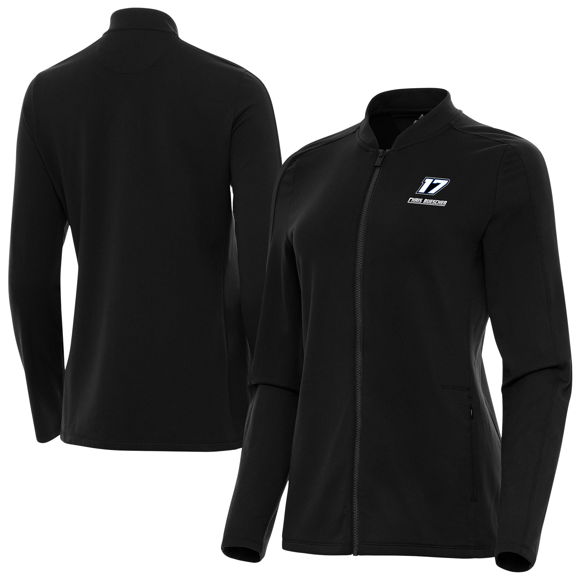 Women's Antigua Black Chris Buescher Continual Full-Zip Jacket