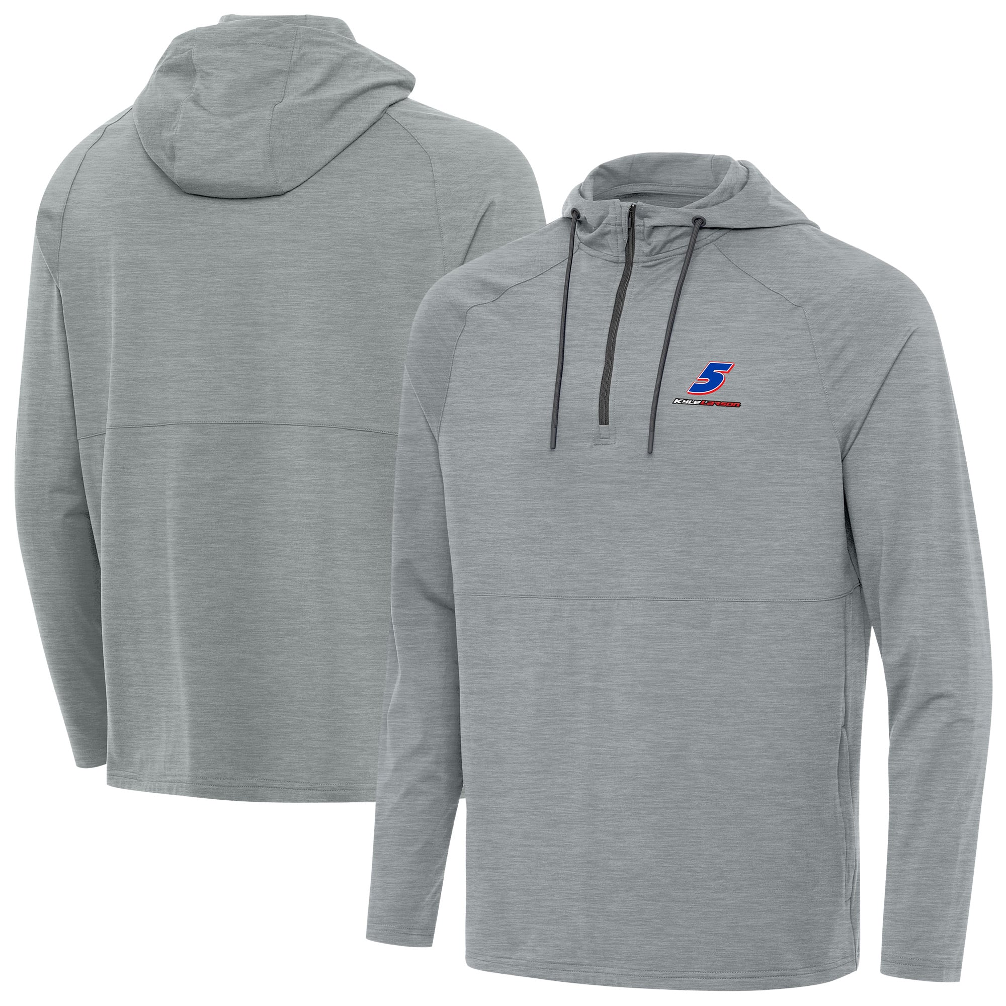 Men’s Antigua Heather Gray Kyle Larson Spikes Quarter-Zip Pullover Hoodie Men’s Antigua Heather Gray Kyle Larson Spikes Quarter-Zip Pullover Hoodie