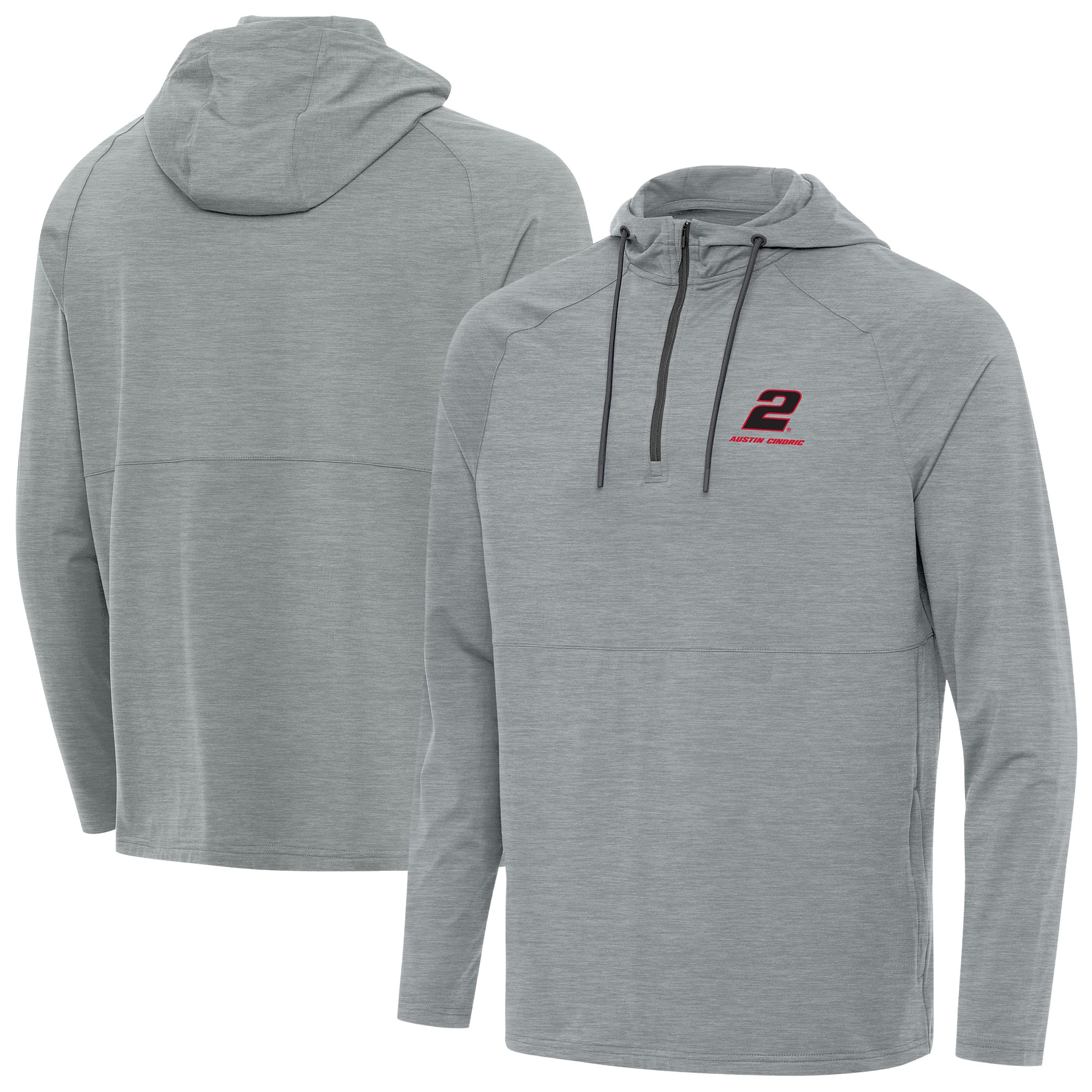 Men’s Antigua Heather Gray Austin Cindric Spikes Quarter-Zip Pullover Hoodie Men’s Antigua Heather Gray Austin Cindric Spikes Quarter-Zip Pullover Hoodie