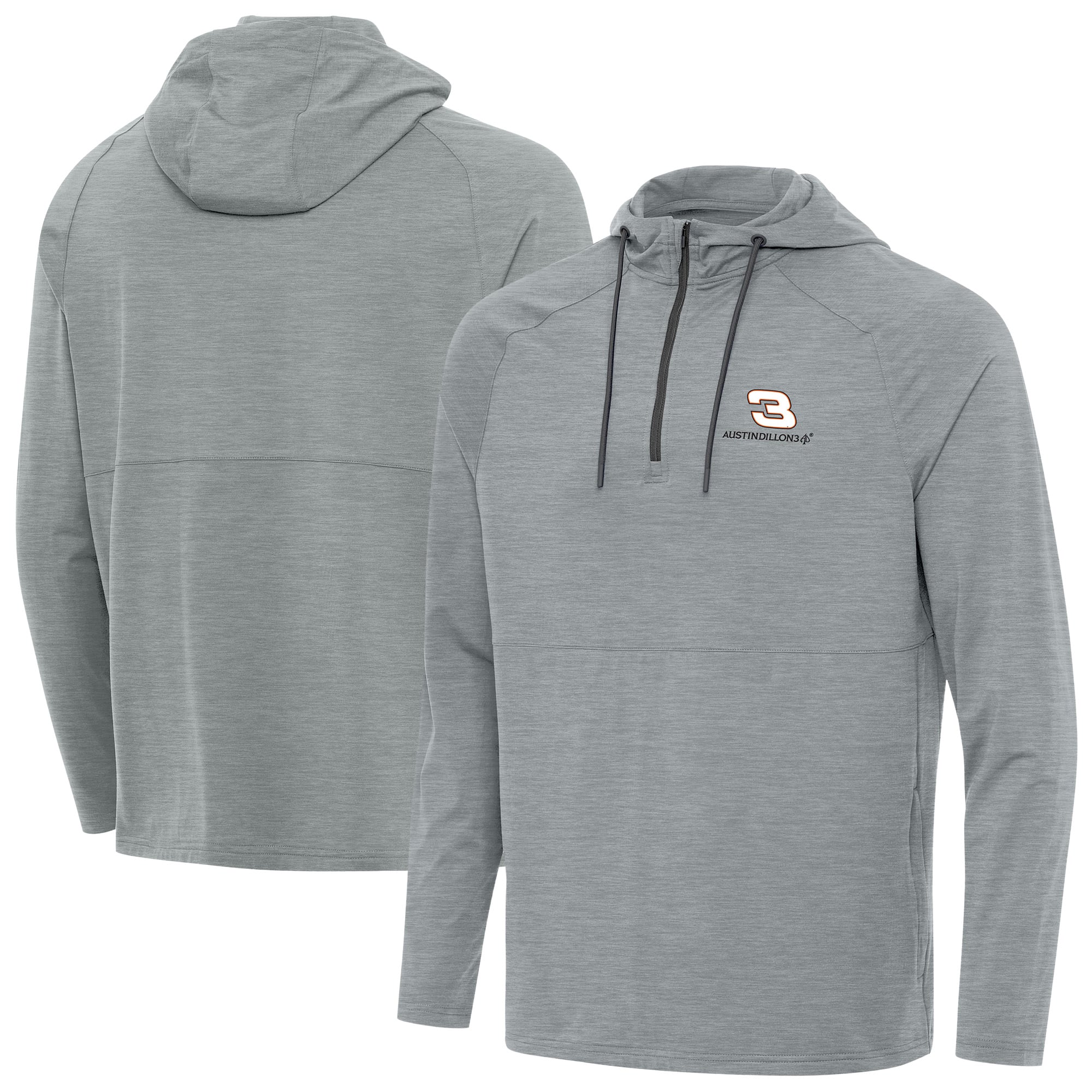 Men’s Antigua Heather Gray Austin Dillon Spikes Quarter-Zip Pullover Hoodie Men’s Antigua Heather Gray Austin Dillon Spikes Quarter-Zip Pullover Hoodie