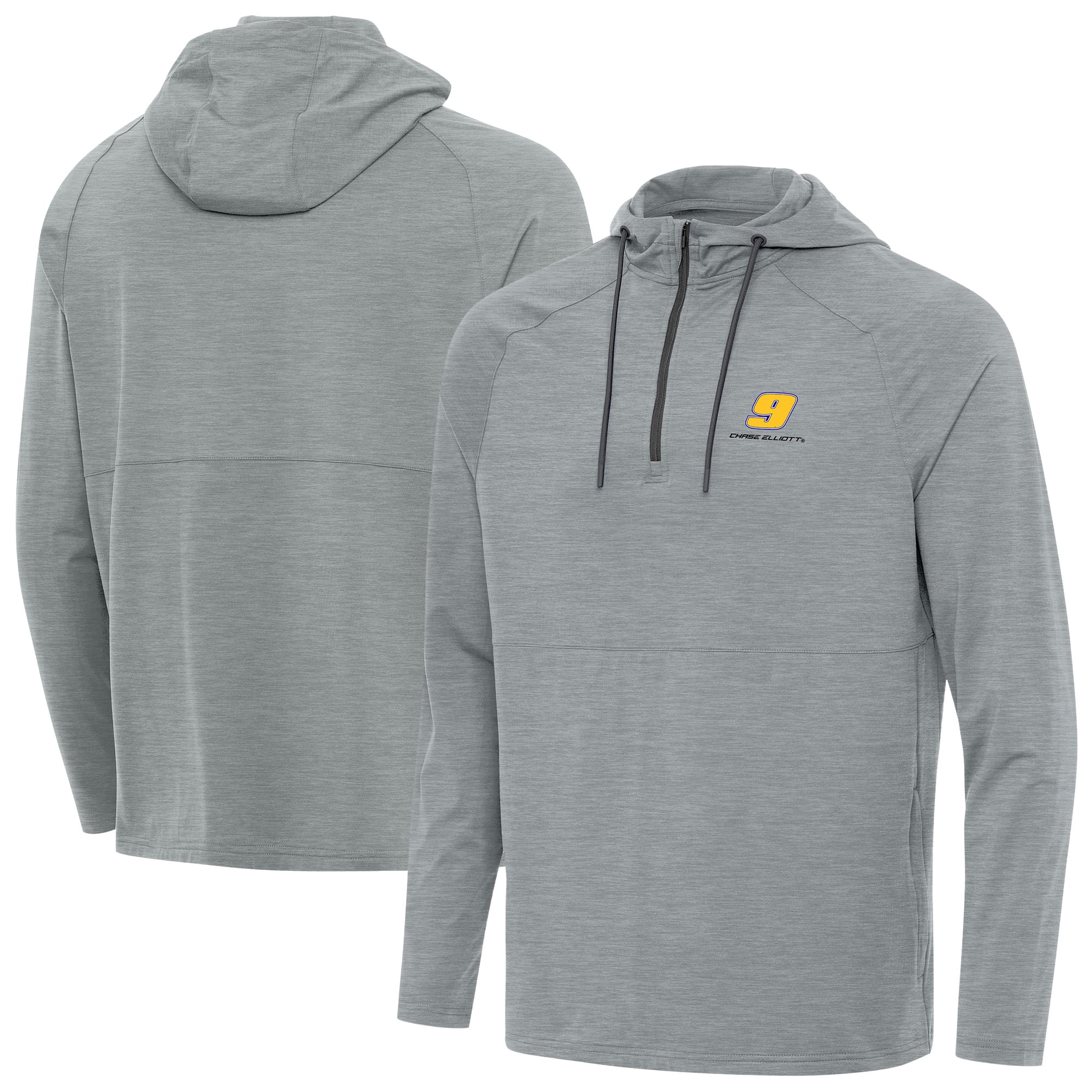 Men’s Antigua Heather Gray Chase Elliott Spikes Quarter-Zip Pullover Hoodie