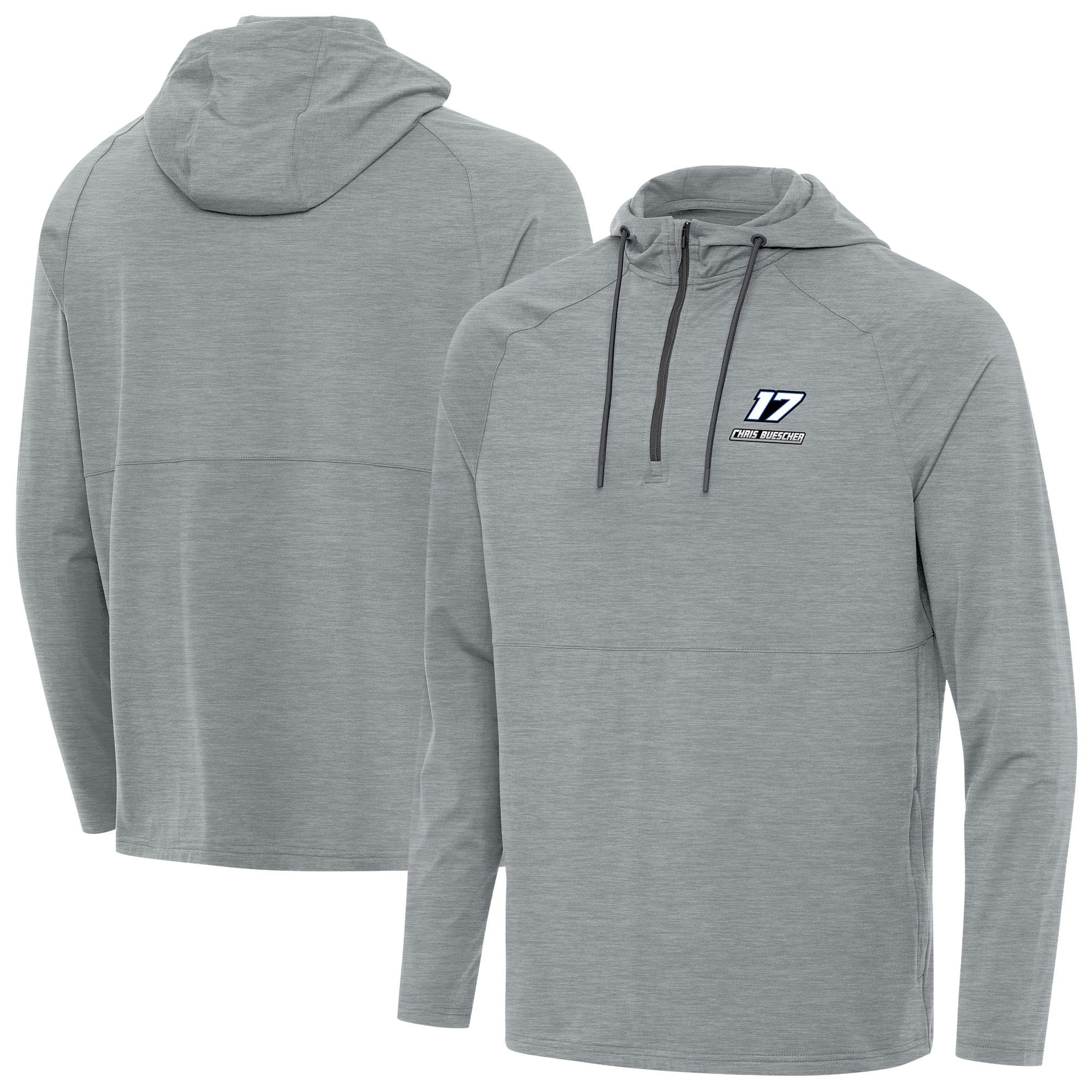Men’s Antigua Heather Gray Chris Buescher Spikes Quarter-Zip Pullover Hoodie Men’s Antigua Heather Gray Chris Buescher Spikes Quarter-Zip Pullover Hoodie
