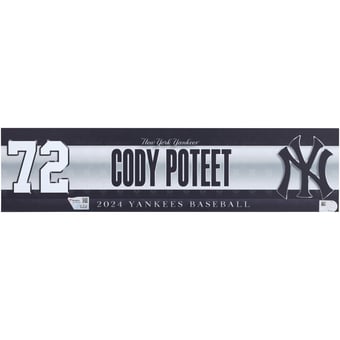 Cody Poteet New York Yankees Player-Issued #72 Nameplate from the 2024 MLB Season