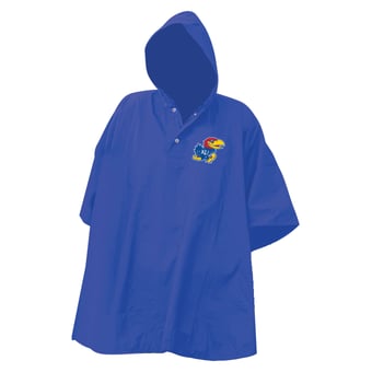 Royal Kansas Jayhawks Deluxe Adult Stadium Quarter-Snap Rain Poncho