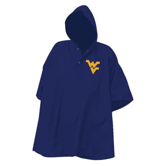 Navy West Virginia Mountaineers Deluxe Adult Stadium Quarter-Snap Rain Poncho