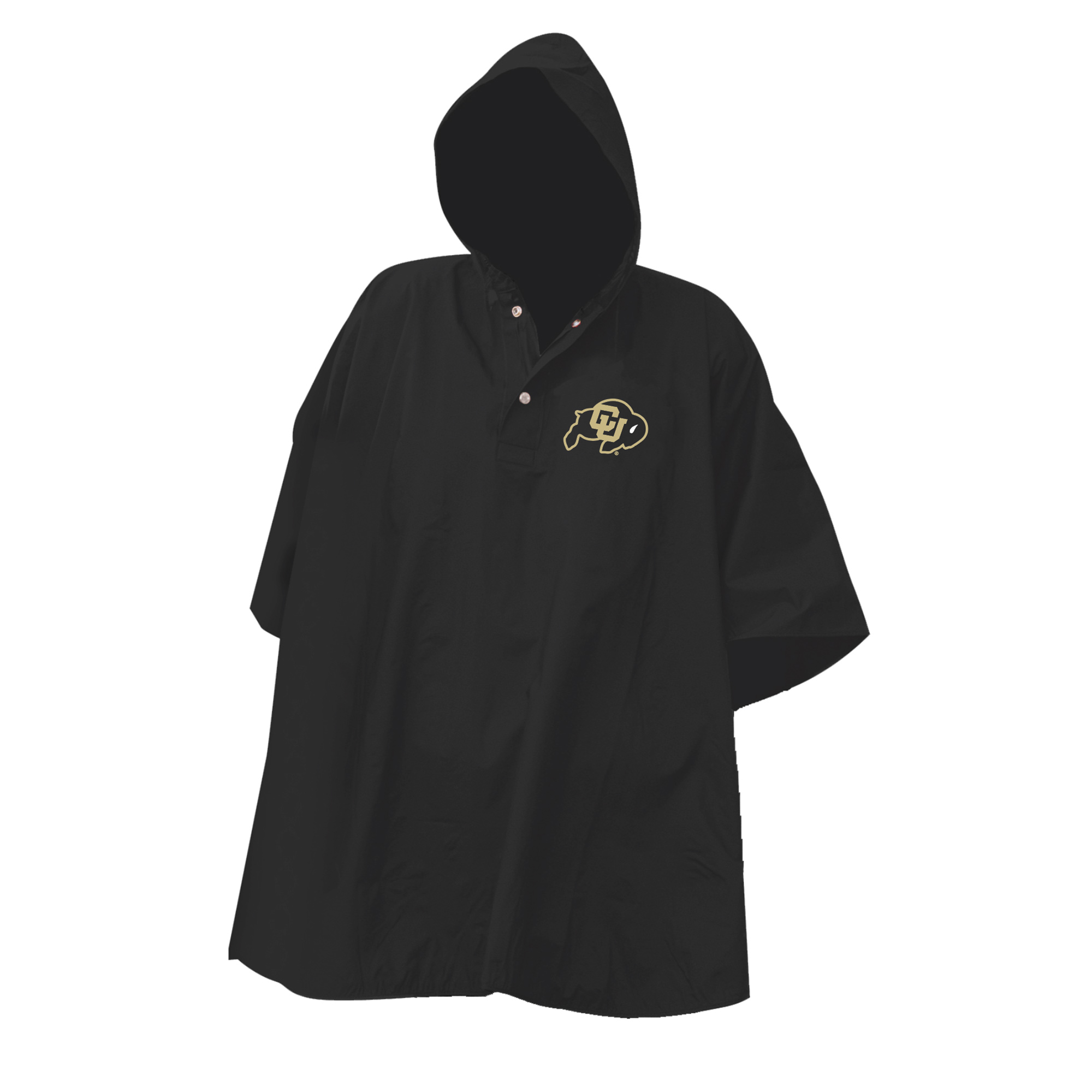 Black Colorado Buffaloes Deluxe Adult Stadium Quarter-Snap Rain Poncho