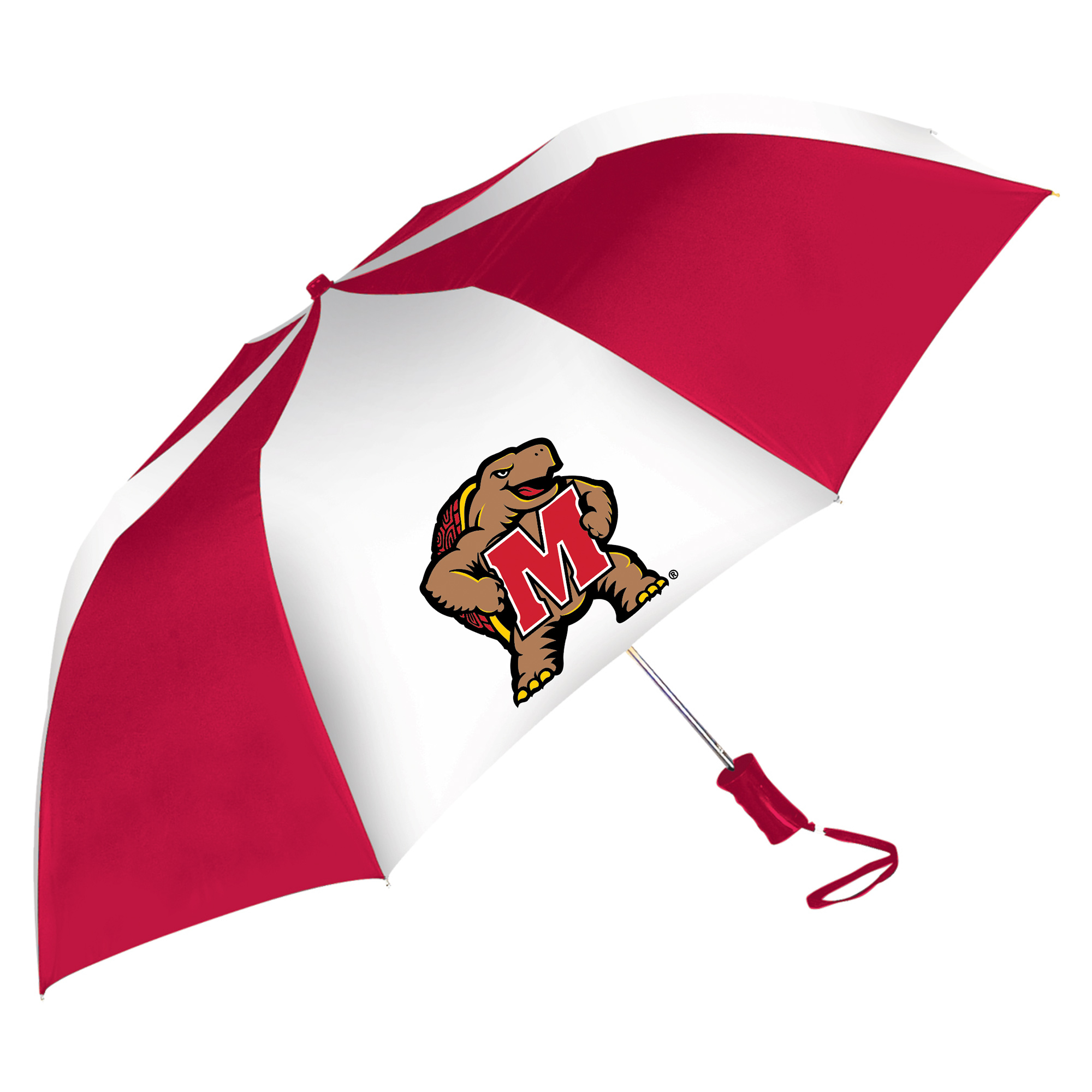 Red/White Maryland Terrapins Two-Tone Auto Open Folding Umbrella