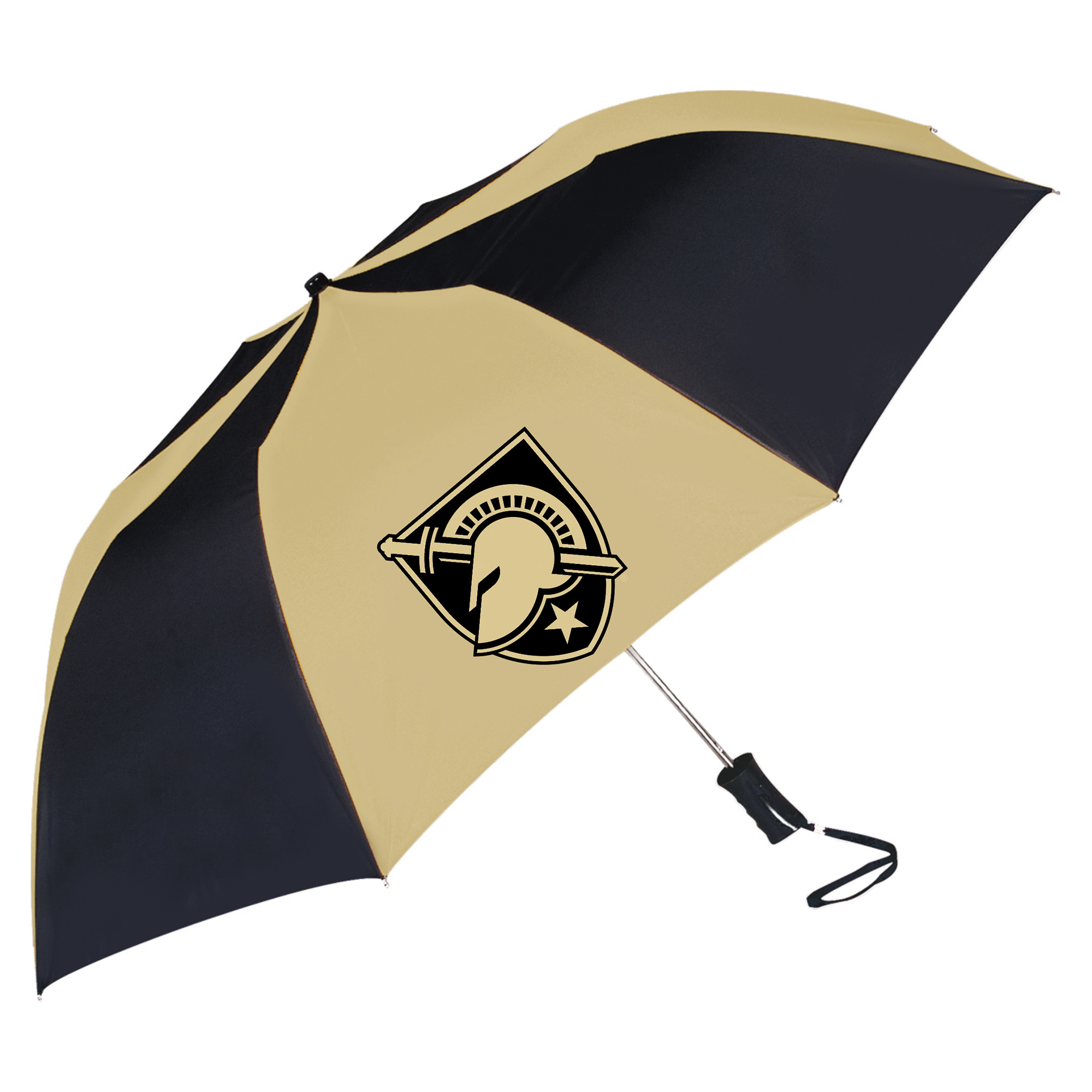 Black/Gold Army Black Knights Two-Tone Auto Open Folding Umbrella Black/Gold Army Black Knights Two-Tone Auto Open Folding Umbrella