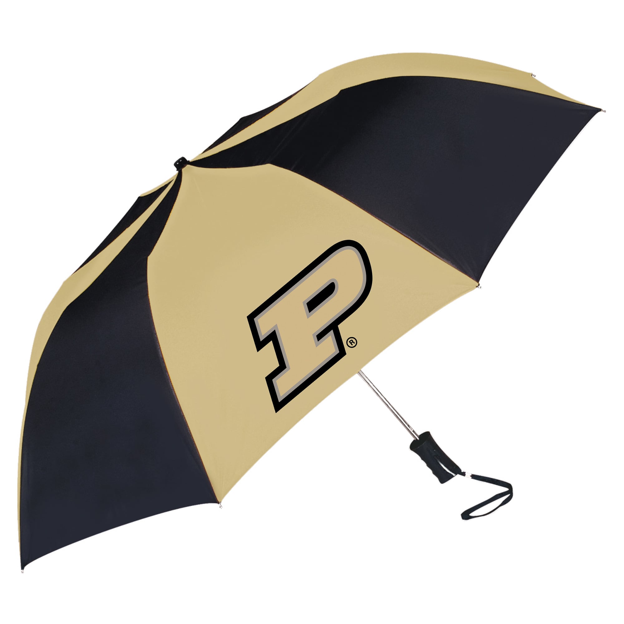 Black/Gold Purdue Boilermakers Two-Tone Auto Open Folding Umbrella
