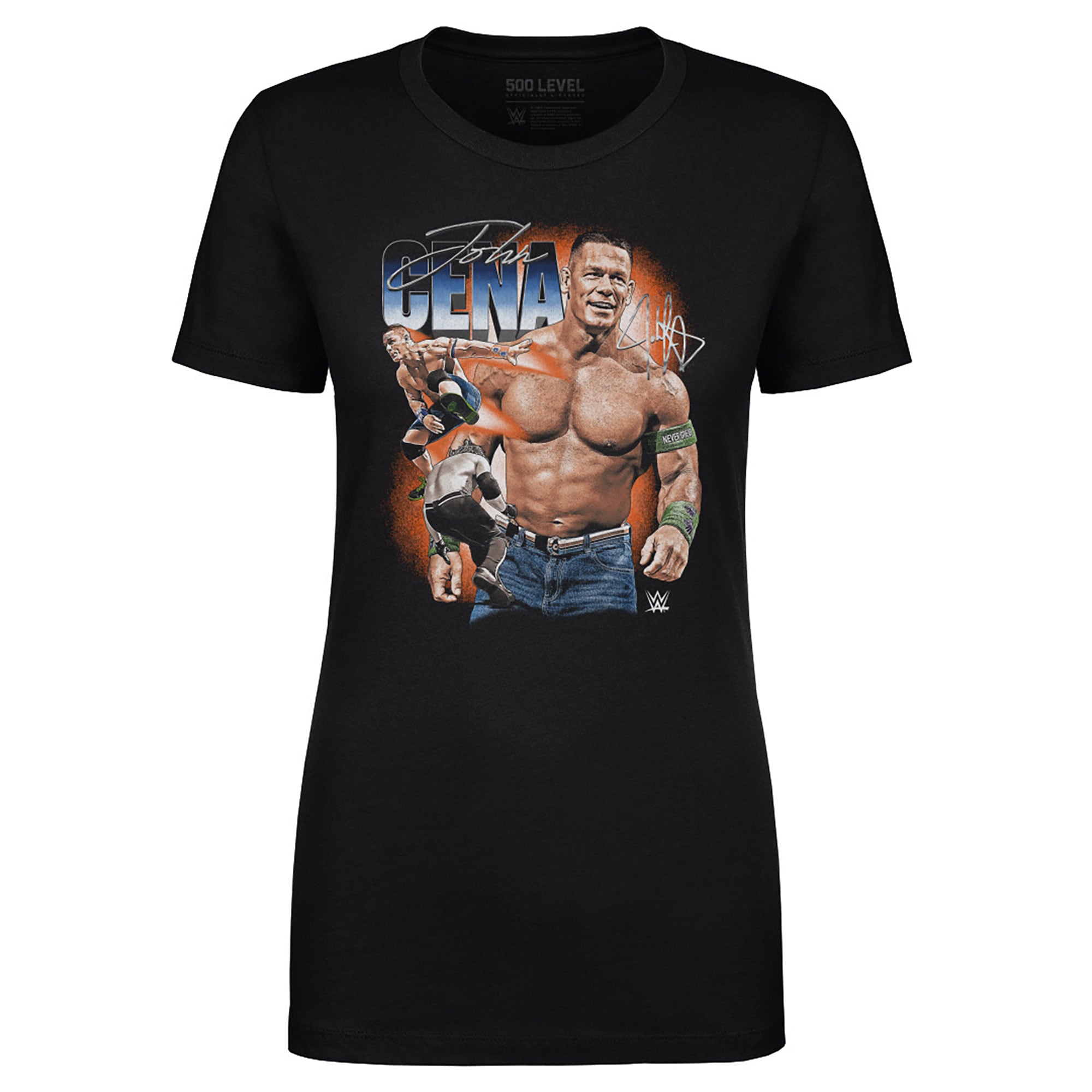 Women's 500 Level Black John Cena Vintage Superstar T-Shirt