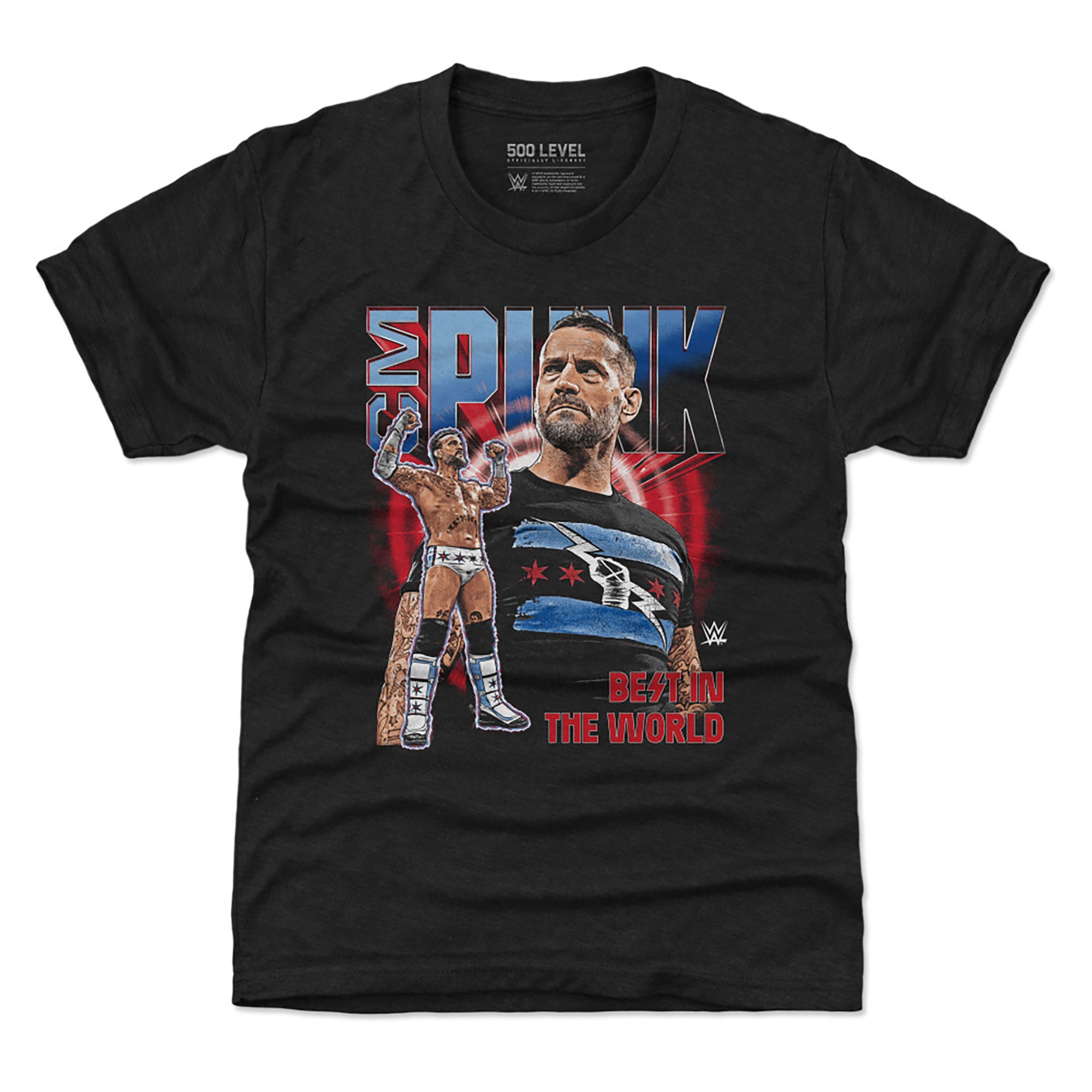 Youth 500 Level Heather Black CM Punk Vintage Superstar Tri-Blend T-Shirt
