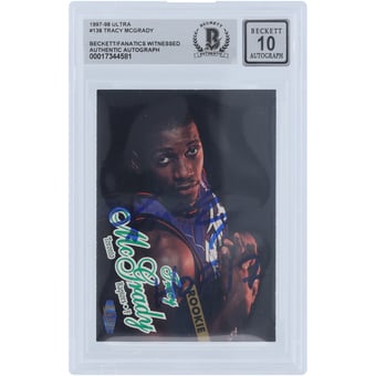 Tracy McGrady Toronto Raptors Autographed 1997-98 Fleer Ultra #138 Beckett Fanatics Witnessed Authenticated 10 Rookie Card with "HOF 17" Inscription