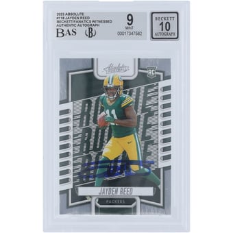Jayden Reed Green Bay Packers Autographed 2023 Panini Absolute #118 Beckett Fanatics Witnessed Authenticated 9/10 Rookie Card