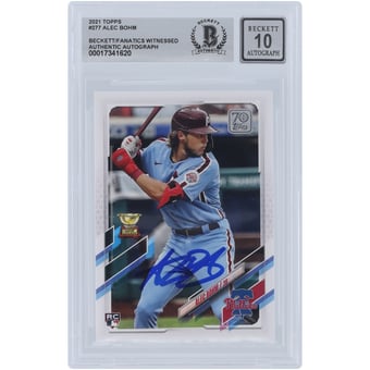 Alec Bohm Philadelphia Phillies Autographed 2021 Topps #277 Beckett Fanatics Witnessed Authenticated 10 Rookie Card