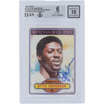 Ottis Anderson St. Louis Cardinals Autographed 1980 Topps #170 Beckett Fanatics Witnessed Authenticated /10 Rookie Card