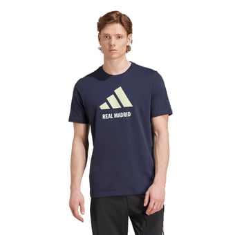 Men's adidas  Navy Real Madrid Three-Stripe Wordmark T-Shirt