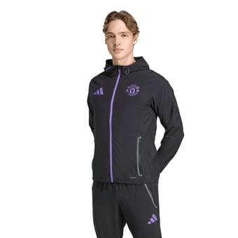 Men's adidas Black Manchester United 2025/26 Tiro Vis Tech Travel Jacket