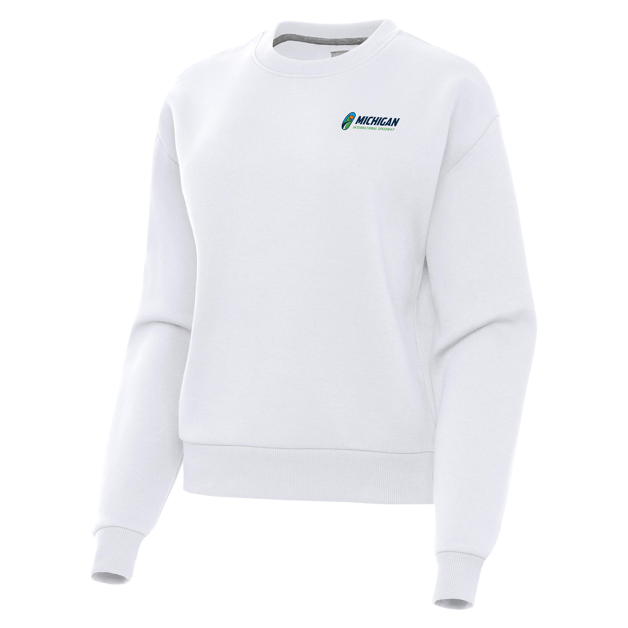 Women’s Antigua White Michigan International Speedway Victory Pullover Sweatshirt Women’s Antigua White Michigan International Speedway Victory Pullover Sweatshirt