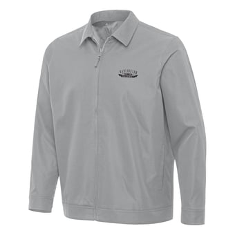 Men's Antigua  Gray Darlington Raceway Pivot Full-Zip Jacket